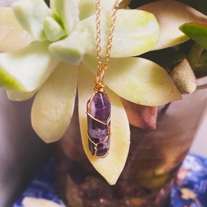 Handmade amethyst crystal necklace🔮